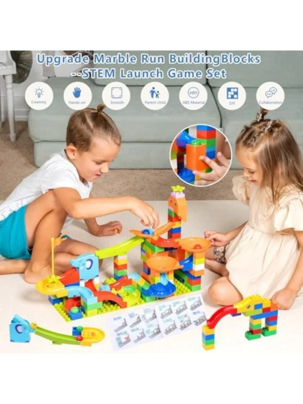 130-Piece Marble Run Set - STEM Building Toy for Kids, Fun Educational Activity